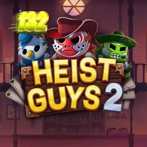 Tampilan visual permainan slot Heist Guys 2 dengan tema perampokan