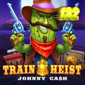 Tampilan visual slot Train Heist Johnny Cash dengan tema Wild West